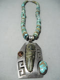 Native American Huge Heavy Vintage Sterling Silver Turquoise Necklace Old-Nativo Arts