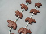Native American Amazing Vintage Santo Domingo Turquoise Pipestone Bears Heishi Necklace-Nativo Arts