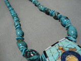 Native American Exquisite Santo Domingo Graduated Turquoise Sterling Silver Necklace-Nativo Arts