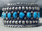Dynamic Vintage Native American Navajo Kingman Turquoise Sterling Silver Bracelet Signed-Nativo Arts