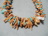 Native American Colorful Vintage Santo Domingo Coral Turquoise Sterling Silver Necklace-Nativo Arts