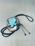 Best Huge Vintage Native American Navajo Hand Carved Turquoise Eagle Sterling Silver Bolo Tie-Nativo Arts
