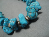 Incredible Vintage Native American Navajo Blue Gem Turquoise Sterling Silver Necklace-Nativo Arts