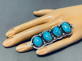 Massive Native American Navajo Old Kingman Turquoise Sterling Silver Ring-Nativo Arts