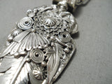 Thick And Heavy!! Detailed Native American Navajo Sterling Silver Arrowhead Necklace-Nativo Arts
