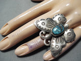 Fantastic Navajo Kingman Turquoise Sterling Silver Ring Native American-Nativo Arts