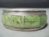 One Of The Best Vintage Native American Zuni Gaspeite Sterling Silver Bracelet Cuff-Nativo Arts