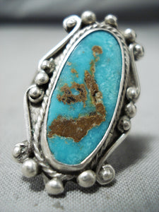 Viola Calavaza Vintage Zuni Native American Turquoise Sterling Silver Ring-Nativo Arts