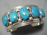 Impressive Vintage Native American Navajo 5 Carico Lake Turquoise Sterling Silver Bracelet-Nativo Arts