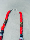 Drop Dead Gorgeous Singer Native American Navajo Sterling Silver Coral Necklace-Nativo Arts