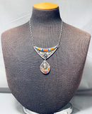 World Of Intricacy Vintage Native American Navajo Turquoise Sterling Silver Leaf Necklace-Nativo Arts