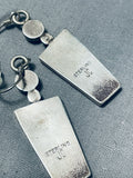 Incredible Jon Cly Signed Native American Navajo Turquoise Sterling Silver Earrings-Nativo Arts