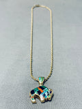 Heavy Solid 14k Gold Vintage Native American Navajo Double Sided Turquoise Necklace-Nativo Arts