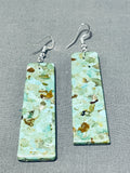 Jimmy Pete Native American Navajo Green Turquoise Sterling Silver Earrings-Nativo Arts