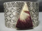 Colossal Native American Navajo Triangular Purple Shell Sterling Silver Bracelet-Nativo Arts