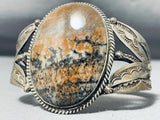 Authentic Early Vintage Native American Navajo Petrified Wood Sterling Silver Bracelet-Nativo Arts