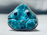 Important Hand Carved Toad Vintage Native American Navajo Sterling Silver Ring-Nativo Arts