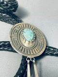 Astounding Vintage Native American Navajo Spiderweb Turquoise Sterling Silver Bolo Signed-Nativo Arts