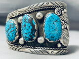 One Of The Best Ever Vintage Native American Navajo Spiderweb Turquoise Sterling Silver Bracelet-Nativo Arts