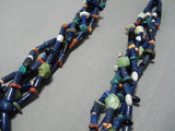 One Of The Best Vintage Navajo Tubule Lapis Native American Necklace-Nativo Arts