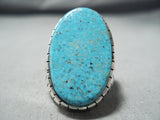 Gigantic Navajo Kingman Turquoise Sterling Silver Ring Native American-Nativo Arts
