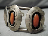 Magnificent Vintage Native American Navajo Oval Stamped Boxes Sterling Silver Bracelet Old-Nativo Arts