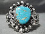Fantastic Vintage Native American Navajo Old Kingman Turquoise Sterling Silver Bracelet-Nativo Arts