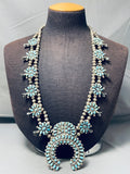 Gasp! Vintage Native American Navajo / Zuni Turquoise Sterling Silver Squash Blossom Necklace-Nativo Arts