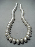 Hand Tooled Vintage Native American Navajo Sterling Silver Bead Necklace Old-Nativo Arts