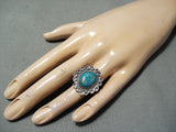 Amazing Vintage Native American Navajo Blue Gem Turquoise Sterling Silver Ring Old-Nativo Arts