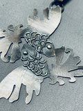 Huge Swimming Fish Native American Navajo Sterling Silver Hand Tooled Pendant-Nativo Arts