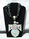 Native American One Of The Biggest Best Vintage Santo Domingo Turquoise Sterling Silver Necklace-Nativo Arts