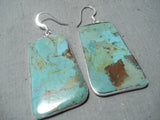 Vibrant Santo Domingo Royston Turquoise Sterling Silver Earrings Native American-Nativo Arts