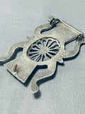 Heavy 102 Gram Vintage Native American Navajo Turquoise Sterling Silver Buckle Old-Nativo Arts