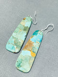 Tremendous Native American Navajo Turquoise Sterling Silver Dangle Earrings-Nativo Arts
