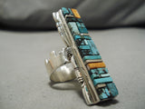Important Vintage Native American Navajo Santo Domingo Inlay Sterling Silver Turquosie Ring-Nativo Arts