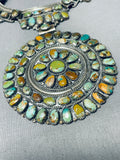 One Of The Best Vintage Native American Navajo Green Turquoise Sterling Silver Necklace-Nativo Arts