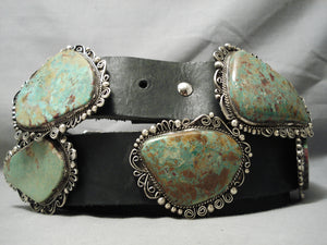 Best Vintage Native American Navajo Royston Turquoise Slab Sterling Silver Concho Belt-Nativo Arts