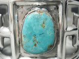 Heavy Maze Vintage Native American Navajo Carico Lake Turquoise Sterling Silver Bracelet Old-Nativo Arts