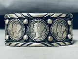 Impressive San Felipe Sterling Silver Dime Bracelet-Nativo Arts