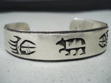 Important Vintage Hopi Native American Sterling Silver Bear Bracelet Old-Nativo Arts