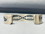 Eddie Begay Heavy Vintage Native American Navajo Thick Sterling Silver Bracelet-Nativo Arts
