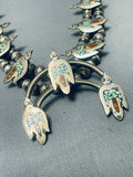 Sensational Vintage Native American Navajo Turquoise Sterling Silver Squash Blossom Necklace-Nativo Arts