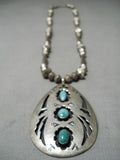 Native American Incredible Vintage Nvaajo Turquoise Sterling Silver Shadowbox Necklace-Nativo Arts