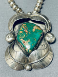 Rare Longer 30 Inch Vintage Native American Navajo Royston Turquoise Sterling Silver Necklace-Nativo Arts