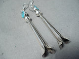 Outstanding Navajo Native American Turquoise Sterling Silver Blossom Earrings-Nativo Arts