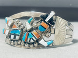 Rare Vintage Native American Zuni Turquoise Kachina Sterling Silver Bracelet-Nativo Arts
