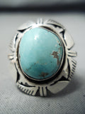 Gorgeous Vintage Native American Navajo Green Turquoise Sterling Silver Ring-Nativo Arts