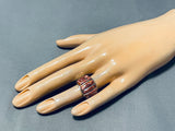 Eye-catching Native American Navajo Spiny Oyster Sterling Silver Ring-Nativo Arts