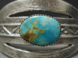 Heavy Thick Native American Navajo Royston Turquoise Sterling Silver Bracelet-Nativo Arts